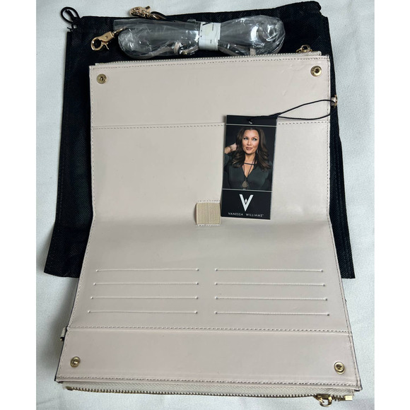NWT Vanessa Williams Off White Large Lush Clutch Shoulder Strap Wristlet - Picture 2 of 5